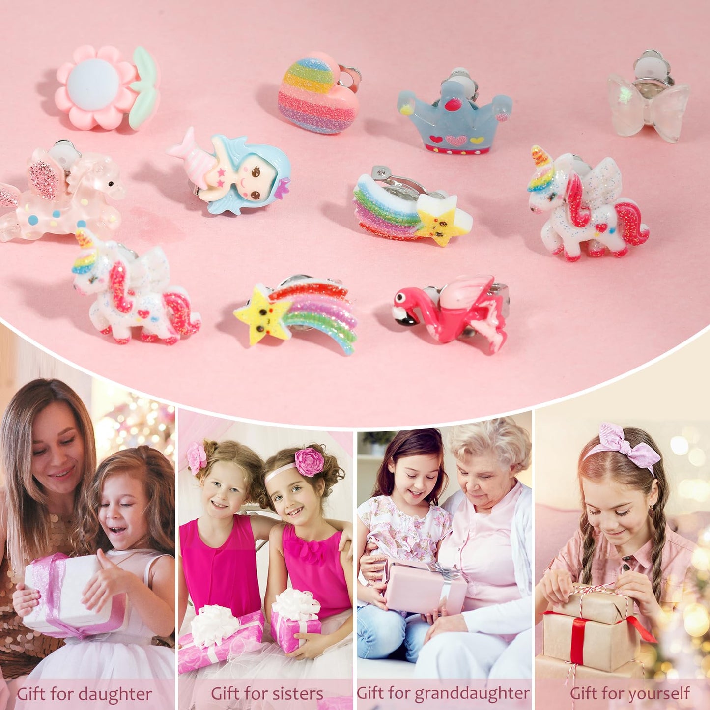 Clip On Earrings For Girls, 12/30 Pairs Hypoallergenic Kids Earrings, Cute And Great Gifts For Girls 4-12 (32-Pair Of Clip On Ea
