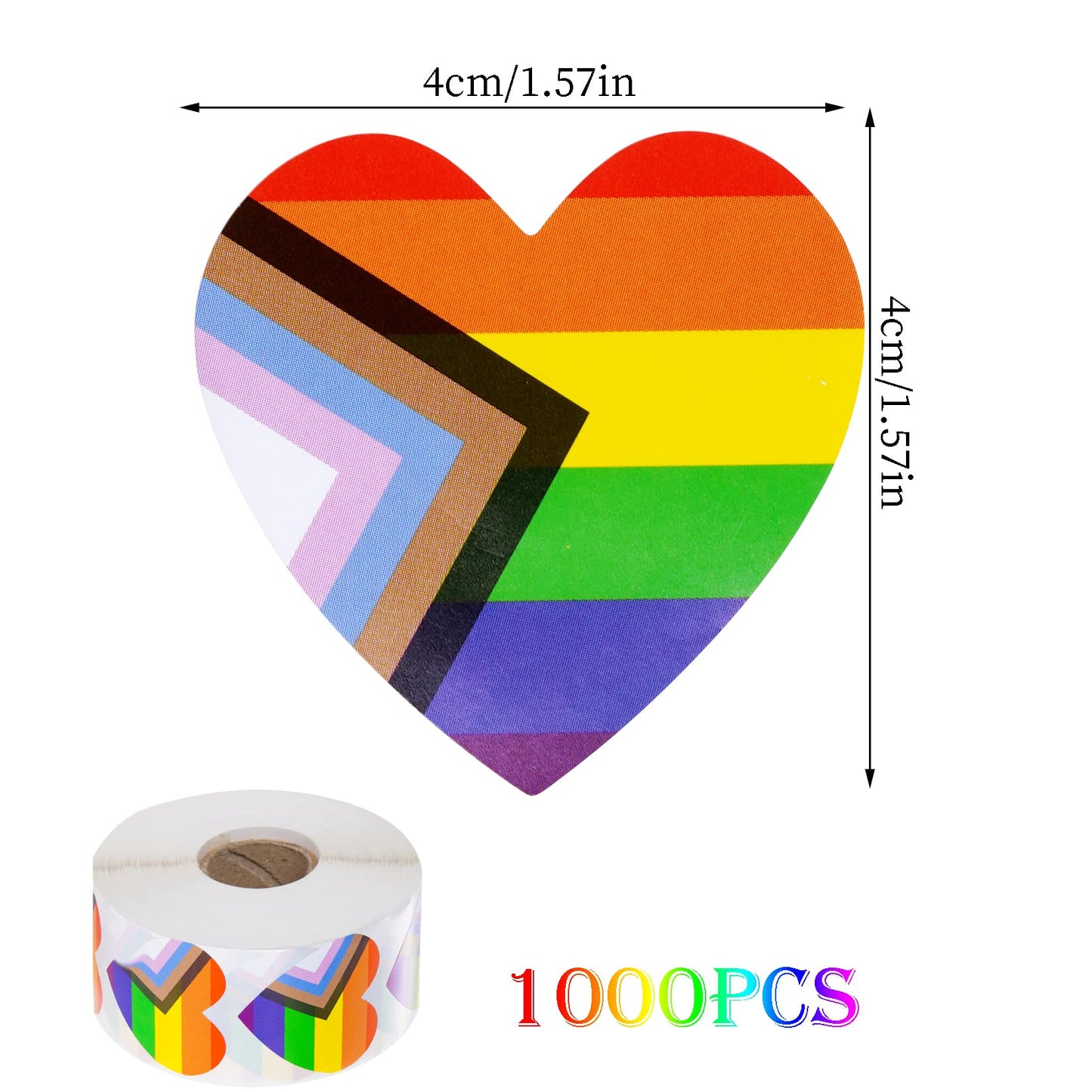 Jmkcoz 1000 Pcs Gay Pride Stickers Rainbow Progress Pride Heart Shaped Roll Tape Lgbt Sticker For Pride Parades Festival Party Decoration Mardi Gras Events