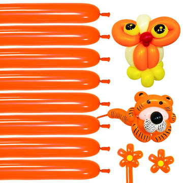 Long Orange 260 Balloons Kit For Kids Party Decor, Bright Orange Long Balloons Twisting Animals Pack Thicken Latex For Halloween