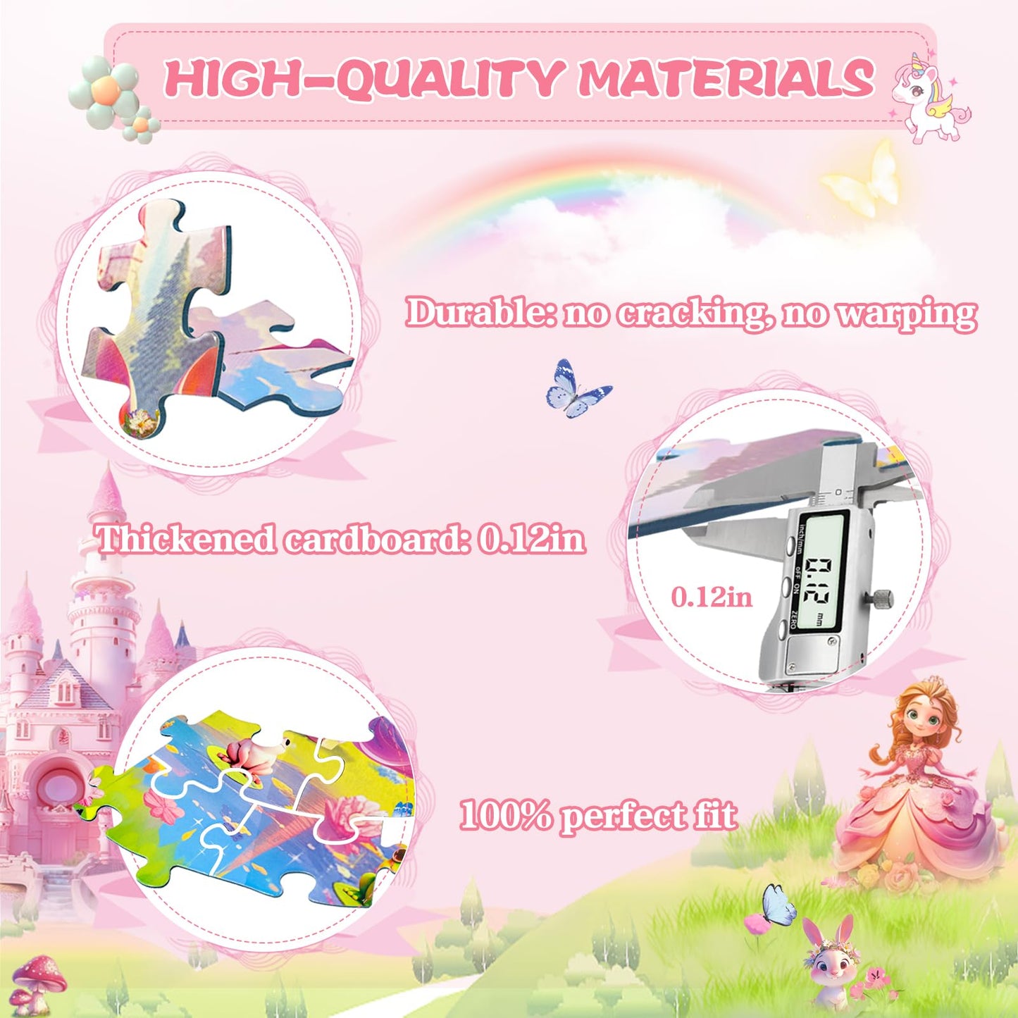 Digobay Floor Puzzles For Kids Ages 4-6, 70 Pieces Large Round Unicorn Princess Floor Puzzle Unicorn Jigsaw Puzzle Toy For 3 4 5