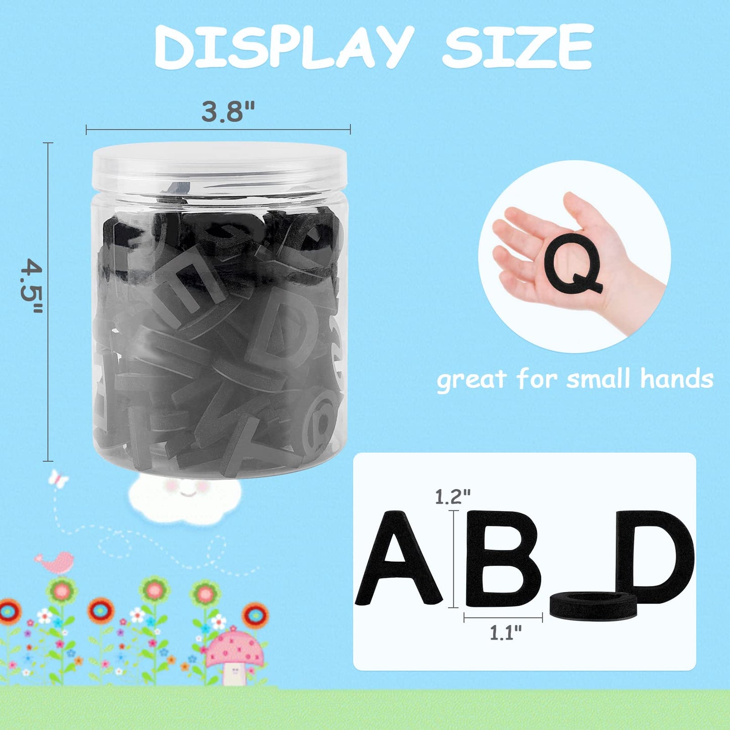 Lzttyee Decorative Magnetic Eva Alphabet Letters/Arabic Numerals For Refrigerator/White Board (117Pcs Letters Black)