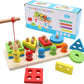 Little Mind Wooden Sorting & Stacking Toy Puzzle For 12+ Months Baby Boys & Girls, Geometric Building Kit, Shape Sorter Puzzles,