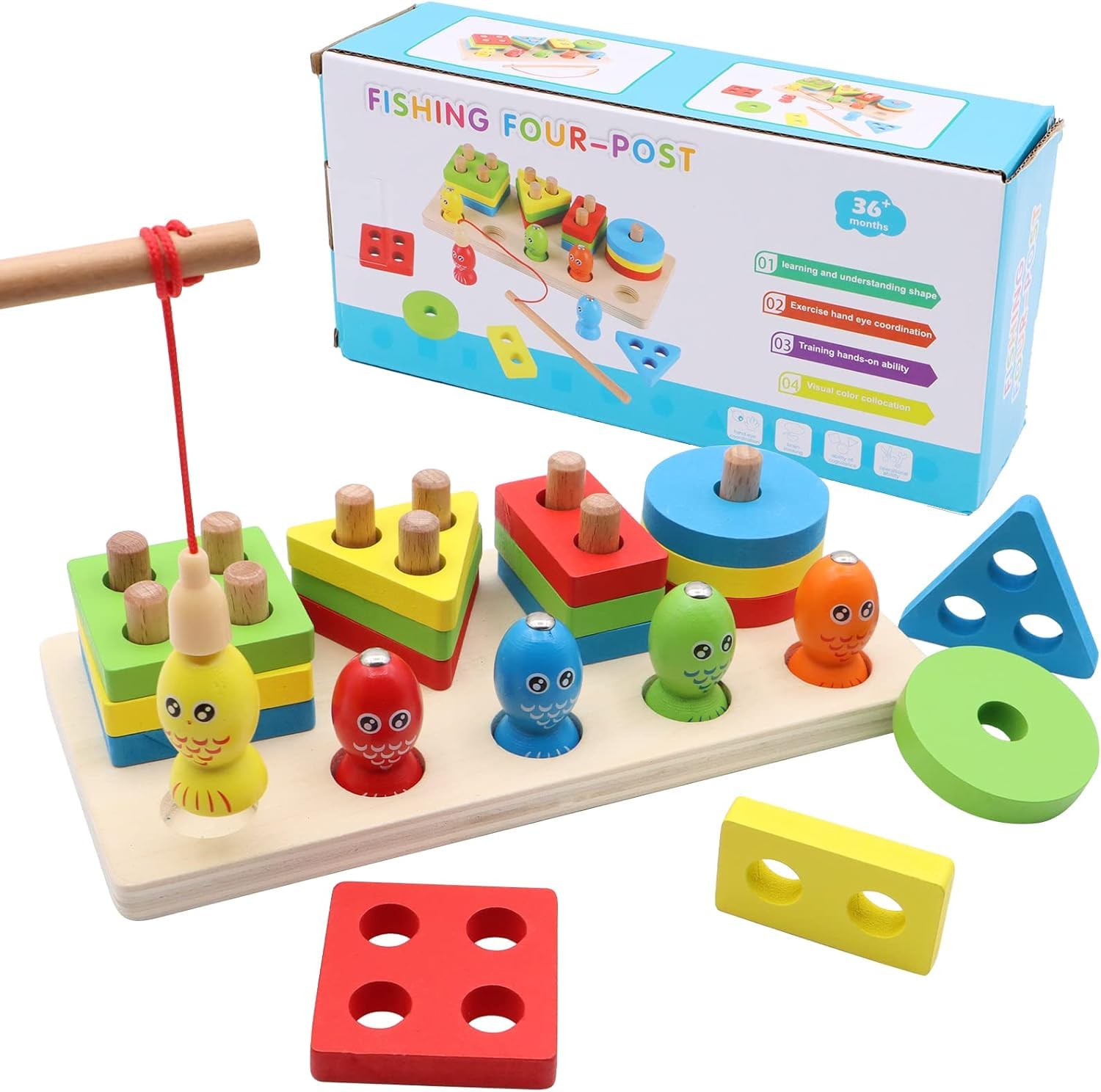 Little Mind Wooden Sorting & Stacking Toy Puzzle For 12+ Months Baby Boys & Girls, Geometric Building Kit, Shape Sorter Puzzles,