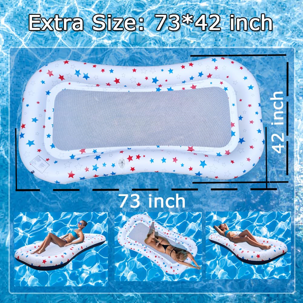 Poorafters White Ultra-Comfort Cooling Pool Float Lounge Extra-Large Fabric-Covered Inflatable Raft With Cup Holder Floating Lou