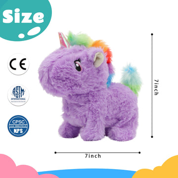 Cuteoy Walking Purple Unicorn Stuffed Animal Talking Wagging Nodding Educational Plush Toy Electric Interactive Animated Plushies For Girls Boys Birthday