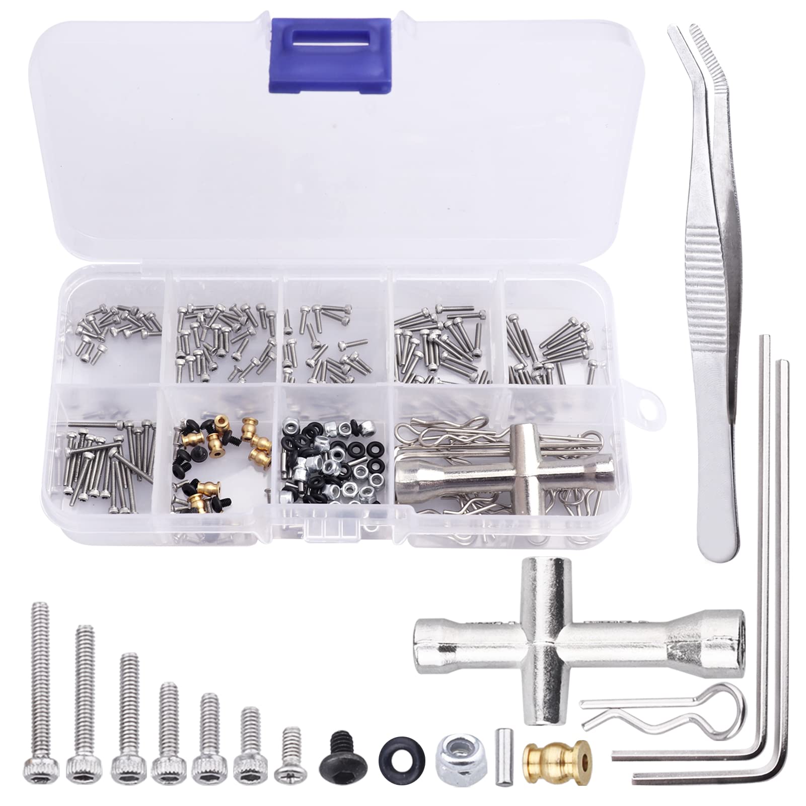 271Pcs M1.4 Rc Screw Kit Screws Assortment Set Hardware Fasteners For Axial Scx24 1/24 Rc Crawler Deadbolt C10 Jeep Axi90081 Axi