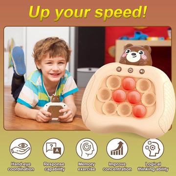 Fast Push Game Fidget Toys  Handheld Game Console  Bubble Game Console  Puzzle Game  Light up Push Game Kids Toys for Ages 3-12  Birthday for Boys Girls mature-themed (Brown Bear)