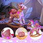 Glow Guards Light up Musical Unicorn Rocking Horse Set of 2 with Stuffed Rainbow Unicorn Toys Ride On Unicorn with Wooden Chair