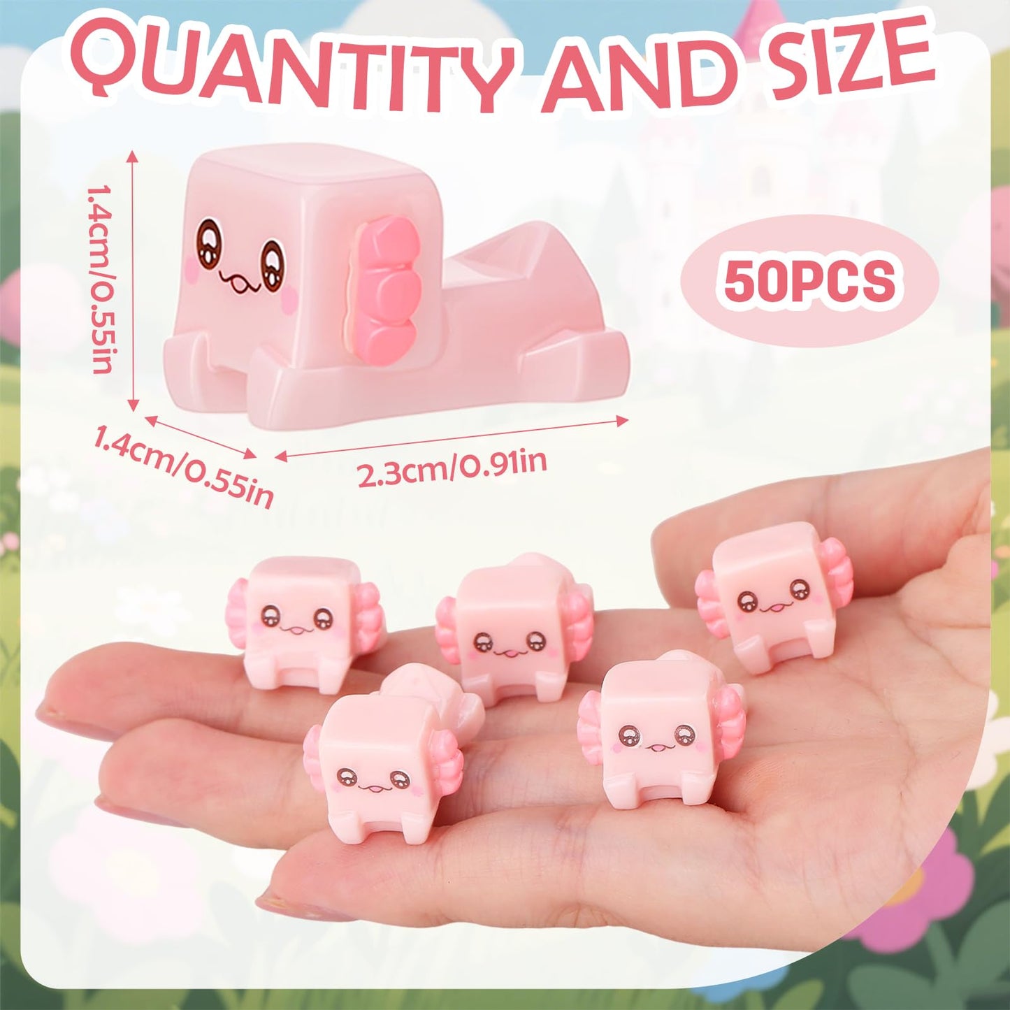Ggstddup 50 Pcs Mini Resin Axolotl, Retro Pixel Axolotl, Tiny Cube Axolotl Figures, Cute Block Shape Axolotl Ornament For Landsc