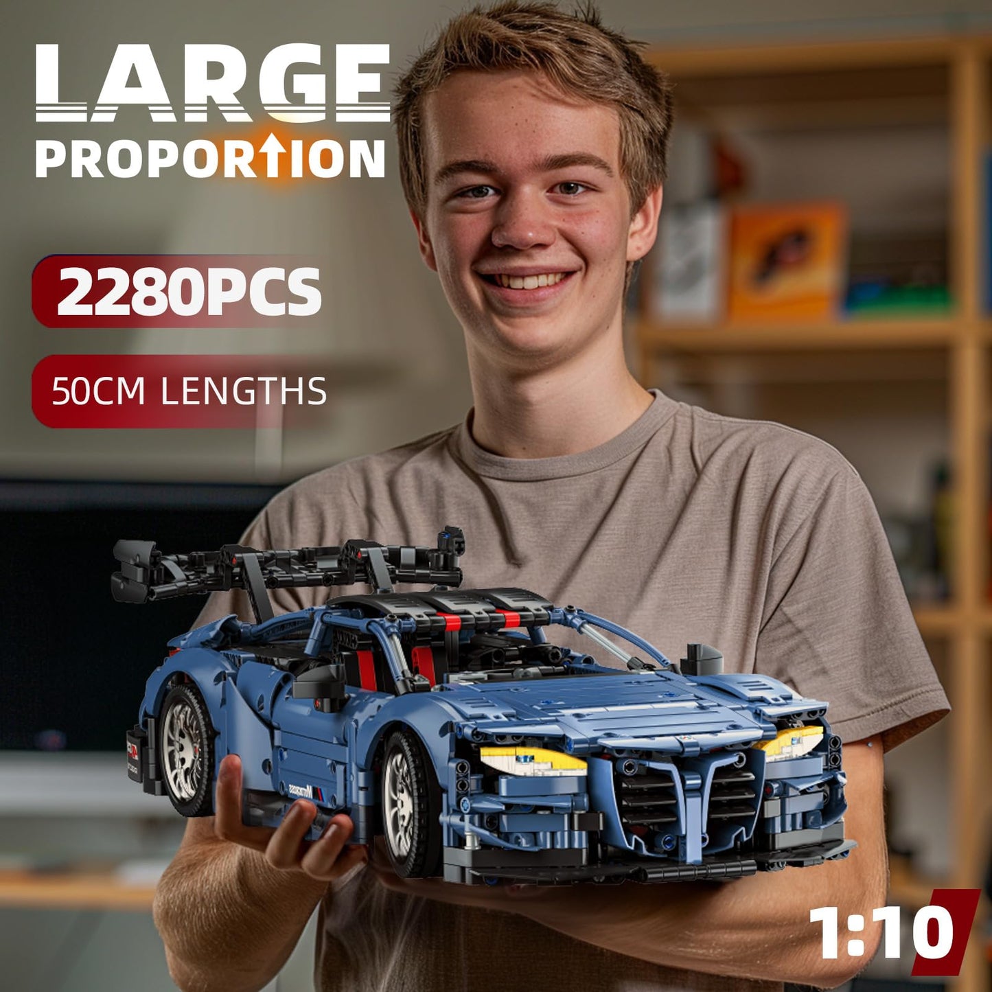 Remote Control Car Building Kit, 1:10 M4 Champion Racing Car Building Blocks And Challenge Construction Toys, Gift For Technical