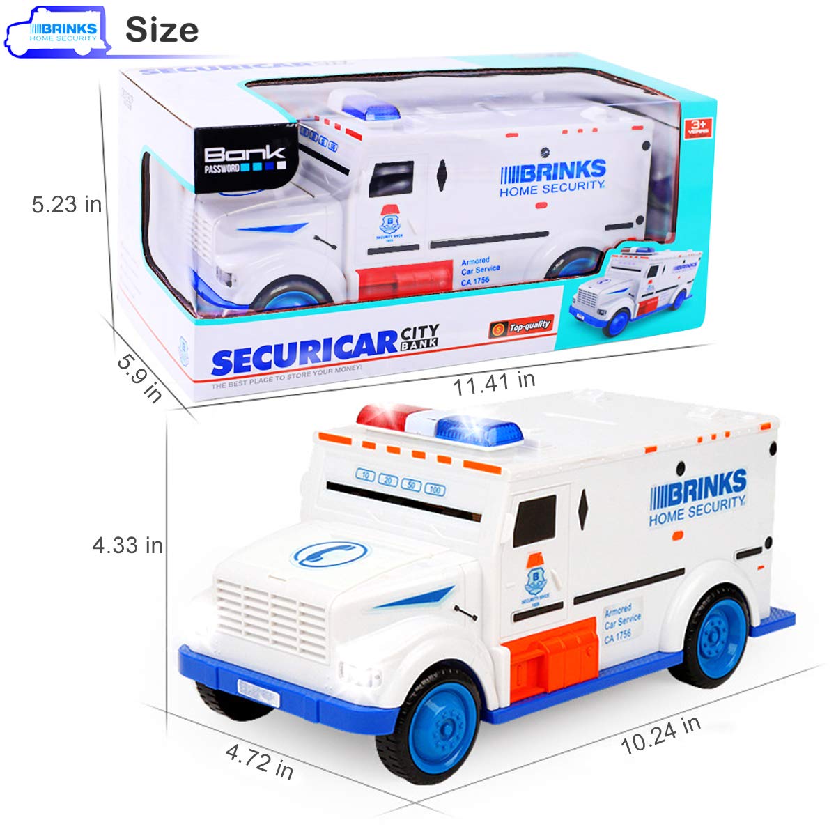 Yoego Kids Money Bank, Electronic Piggy Banks, Great Gift Toy For Kids Children, Cool Armored Car Bank Password Coin Bank, Perfect Toy Gifts For Boys Girls (White)