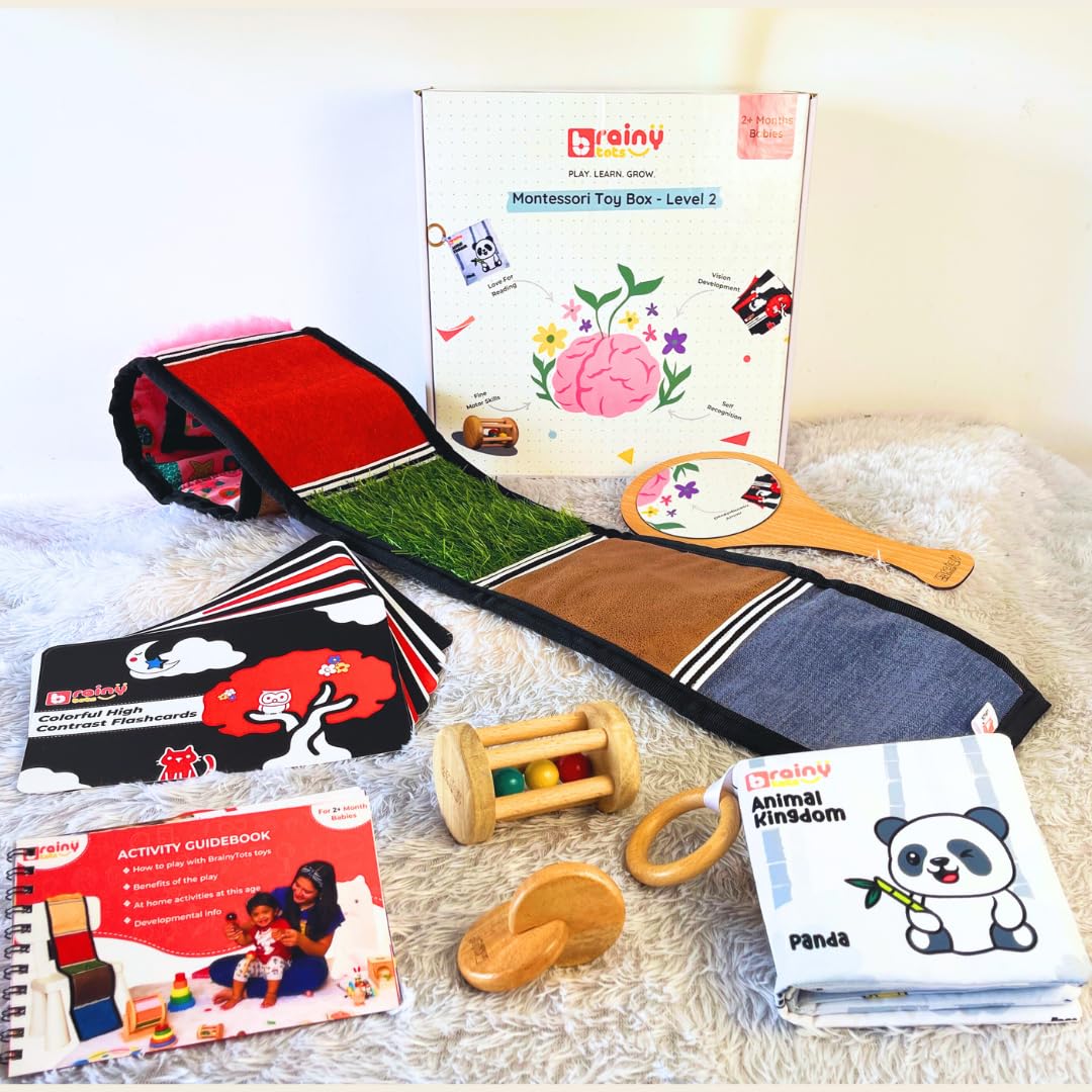 Brainytots Montessori Learning Toys | Box Level 2: 2+ Months | Ideal For Infants | Early Childhood Development, Sensory Learning