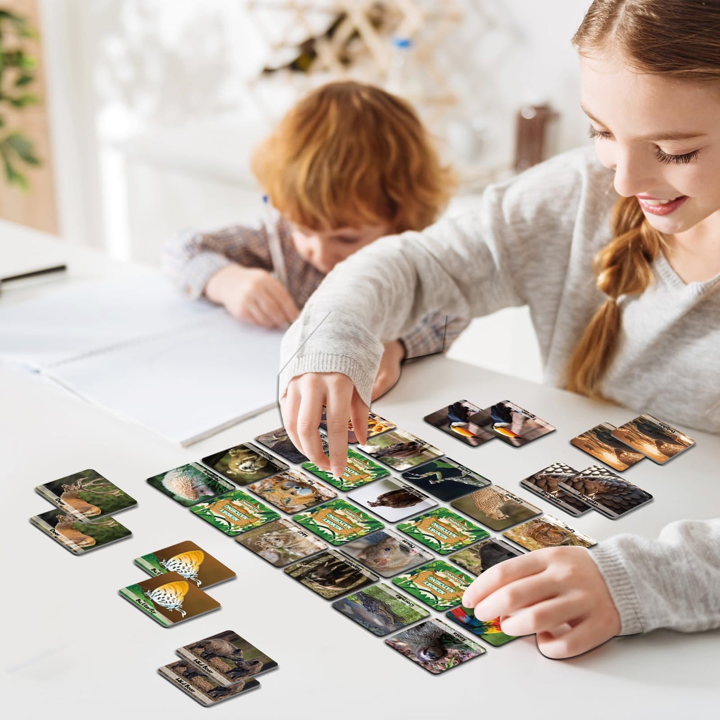 Gisgfim 50 Pairs Memory Matching Game Wild Animals Concentration Memory Card Matching Games