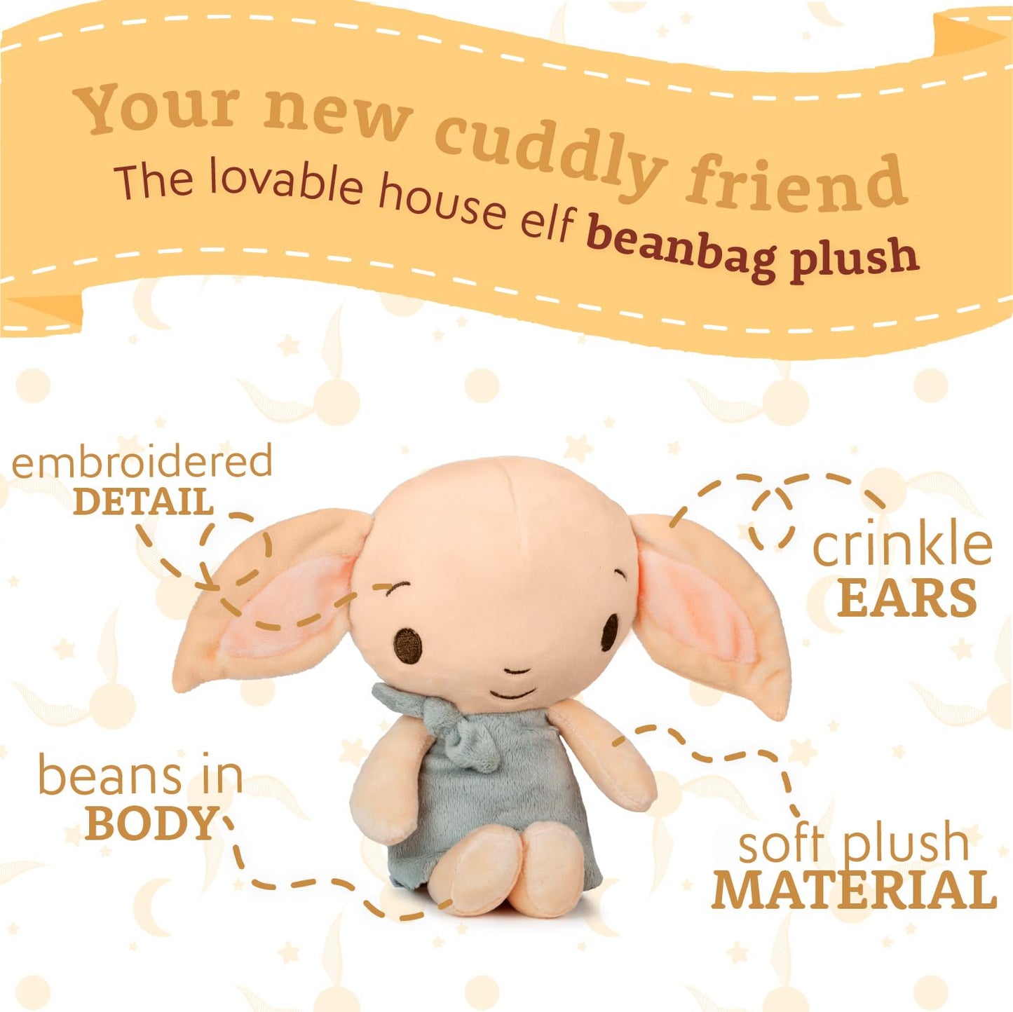Kids Preferred Harry Potter Dobby 7 Inch Plush House Elf Stuffed Animal For Babies, Toddlers, And Kids