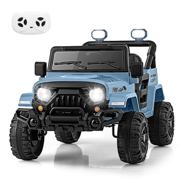 Olakids Ride On Truck, 12V Battery Powered Electric Vehicle For Kids With Remote Control, Bluetooth, Power Display, Led Lights, Music Player, Ride On Toy For 3+ Boys Girls (Blue)