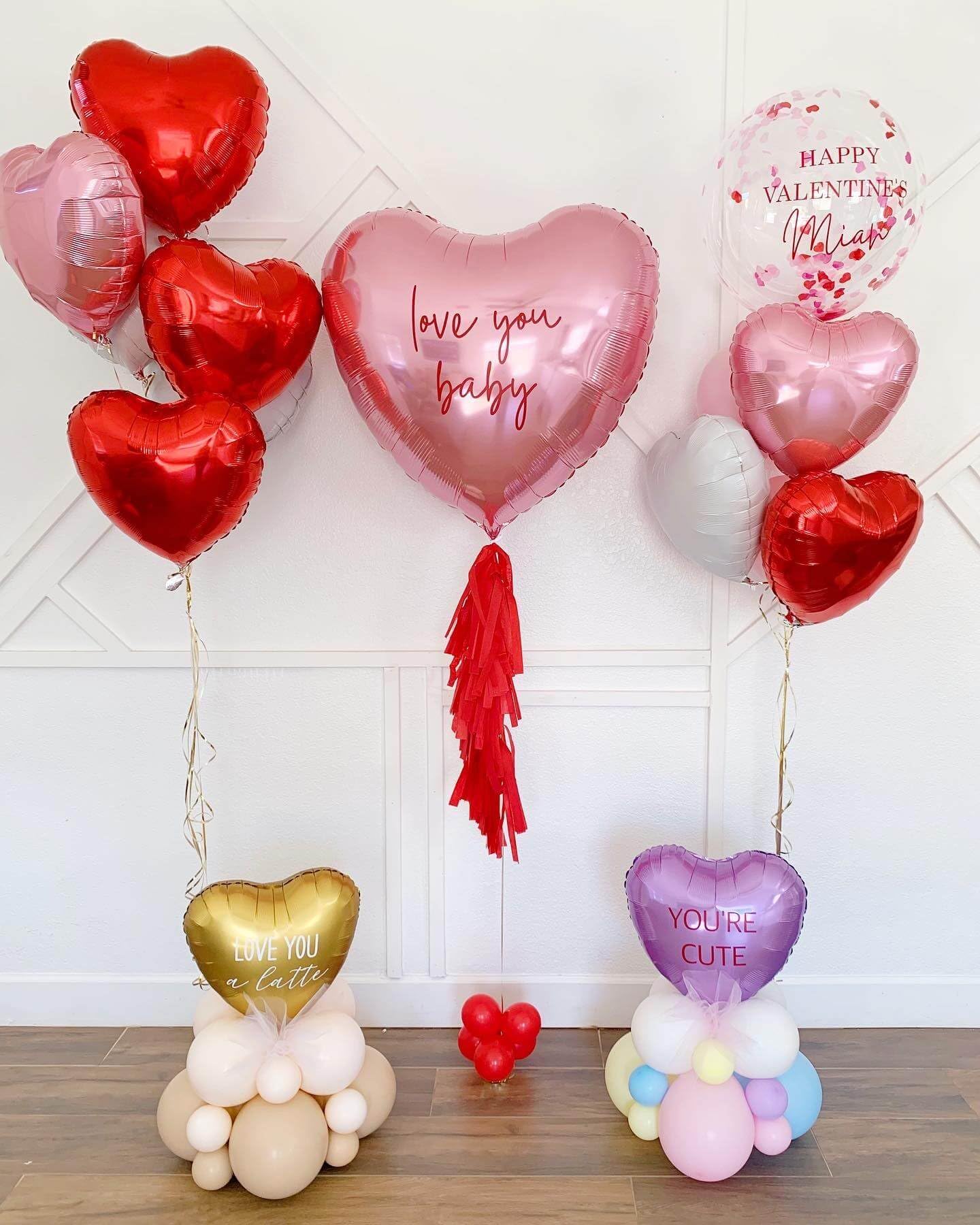 Red Heart Shaped Balloons Pack Of 12,18 Inch White Love Valentine Balloons Pink Heart Romantic Balloons For Valentines Day Propo