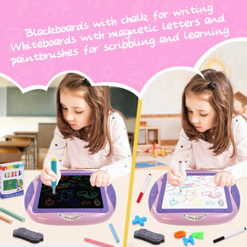 1 2 3 Year Old Girl Birthday Gift, Toddlers Toys With Magnetic Letters, Double Sided Doodle Board And Learning Toys For 1-3 Year
