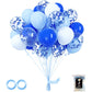 Owill 100Pcs Balloons Royal Blue Confetti 12 Inches Blue Latex Balloons, Light Blue Baby Blue And White Party Balloons For Birth