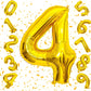 Flyloons 4 number Golden Foil Balloon 16 inch Size Birthday Decoration Items | 4th Year Balloons | Four
