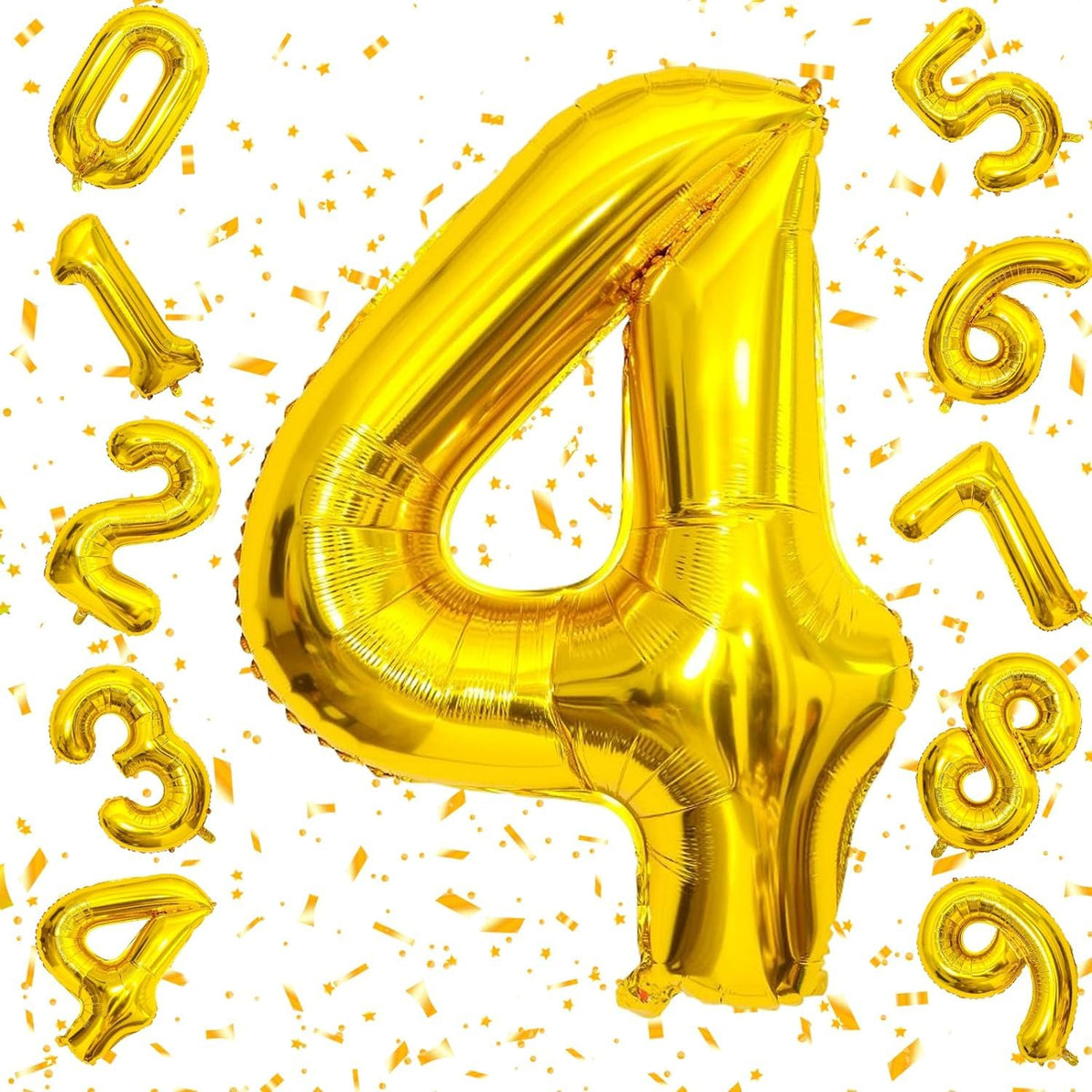 Flyloons 4 number Golden Foil Balloon 16 inch Size Birthday Decoration Items | 4th Year Balloons | Four