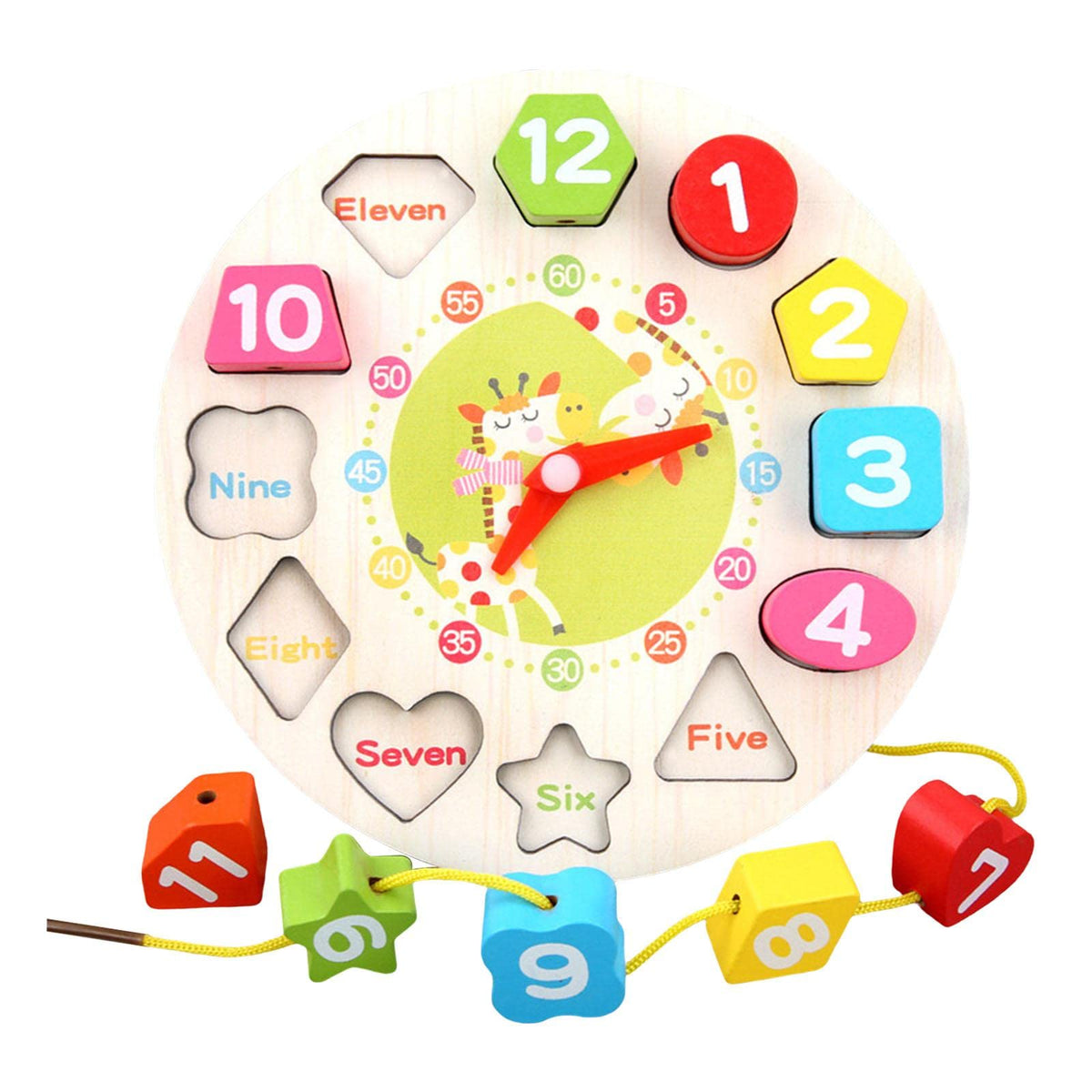 Atorse Montessori Puzzle Clock Shape Color Number Blocks For Boys Girls Giraffe|Toys & Hobbies | Educational | Other Educational