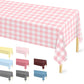 12 Pcs Pink Gingham Tablecloth 54    108 Inches Pink And White Checkered Table Cloth Disposable Plastic Waterproof Tablecover Fo