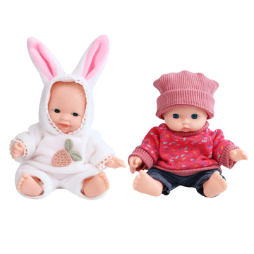 Onest 2 Sets 6 Inch Dolls Cute Baby Doll Include 2 Pieces Baby Mini Dolls, 2 Sets Handmade Doll Clothes