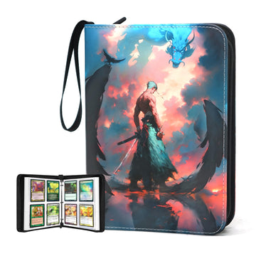 WEST TUNE 400 Pockets Zoro Card Binder for One Piece Zoro Cards Portable Waterproof Card Storage Book with Removable Sleeves  Children Gifts for Anime  decorative replica blade and TCG Card  Luffy-Style 6  WEST010