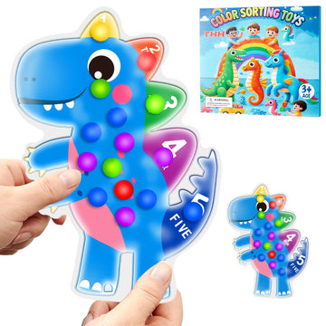 THH Color Sorting Dinosaur Fidget Toy, Fine Motor Skills Game for Toddlers, Ages 3+