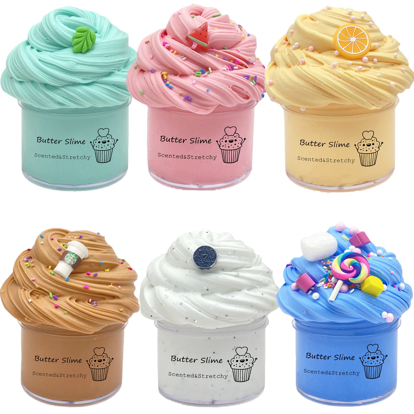Butter Slime Kit 6 Pack Pre Made Sludge Toy For Party Favors, Super Soft And Non-Sticky, Easter Egg Fillings Christmas Stocking Stuffers, Gifts For Kids Girls Boys