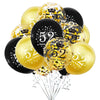 SHUNTAI 52nd Birthday Balloons, Black and Gold Latex Confetti, 12 inch, 15 Pieces, Rubber, SHUNTAI-52th Anniversary Party Supplies