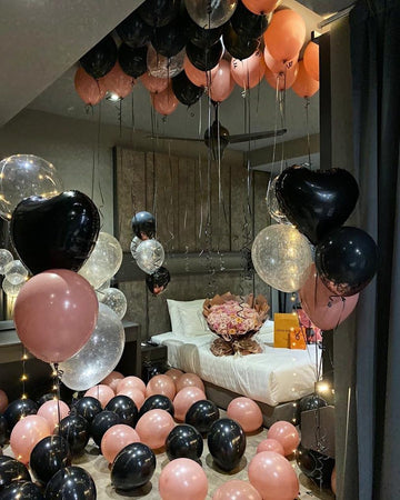 Dusty Pink And Black Balloon Arch Kit, 112 Pcs Pink Rose Gold And Black Balloons Garland With Rrose Gold Confetti Metallic Rose