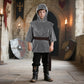 Kids Renaissance Imitative Chain Mail Shirt with Coif Medieval Knight Costume protective covering Tunic Costume Belt Set