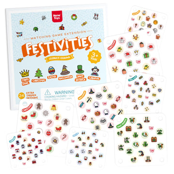 Nene Toys Festivities Memory Game Extension Set - 24 Additional Matching Cards For Christmas, Three Kings, Easter, Halloween, Carnival And More [Nene Toys Exclusive Size]