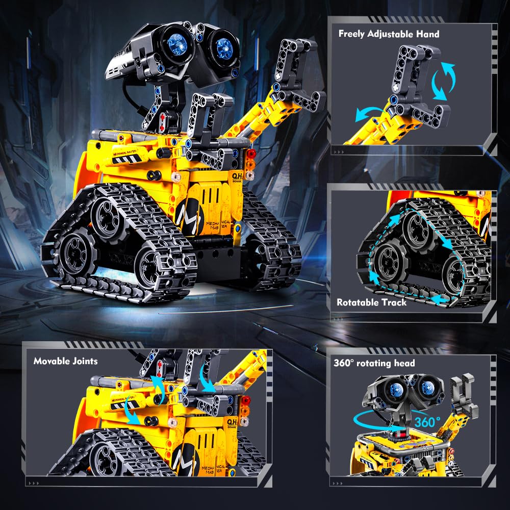 INSOON 520 PCS Robot Toys Building Set - App & Remote Control, 5-in-1 RC Wall Robot, Dinosaur, Plastic, Yellow, Model 8039, Gift for Kids 6