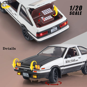 Mzexoma 1/24 Diecast Cars Initial D Toyota Trueno AE86 Car Model, Sports Car Toys for Kids and Adults,Pull Back Vehicles (Black-