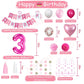 Sweet 3Rd Birthday Decorations For Baby Girl, Pink And White 3 Happy Birthday Balloons,3Rd Birthday Party Supplies For Daughter