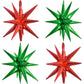 TONIFUL 4 Pcs 22inch 4D Red Green Explosion Star Mylar Balloons 14Point Star Balloons for Party Decorations Backdrop Christmas,N