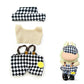 17cm Doll Clothes Labubu Clothes for 6.7inch(17cm) Dolls enhanced Doll Outfit with Hat and Accessories(Clothes Only) (Black White Beige)