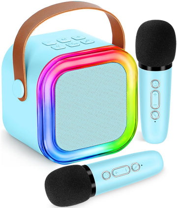 Mini Karaoke Machine For Kids,Girl Toys,Karaoke Microphone Wireless For Kids,Gifts For 4,5,6,7,8,9,10 Year Old Girl Toys (Blue)