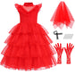 Ibq Kids Red Wedding Dress Girls Halloween Costuems Toddler Horror Comedy Character Bride Cosplay Outfit With Veil Gloves Bq045S