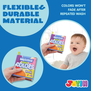Joyin 12 Pcs Bath Books, Nontoxic Fabric Soft Crinkly Cloth Books, Waterproof, Bathtub Pool And Early Education First Toys For Infant Newborn Baby Toddlers Kids Birthday Gifts