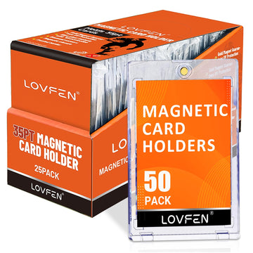 LOVFEN Magnetic Card Holder 50 Packs  35pt Card Holder Touch for Trading Cards  U-V Protection Magnetic Card Case for Baseball Game Sports Cards  Card Protectors Hard Plastic