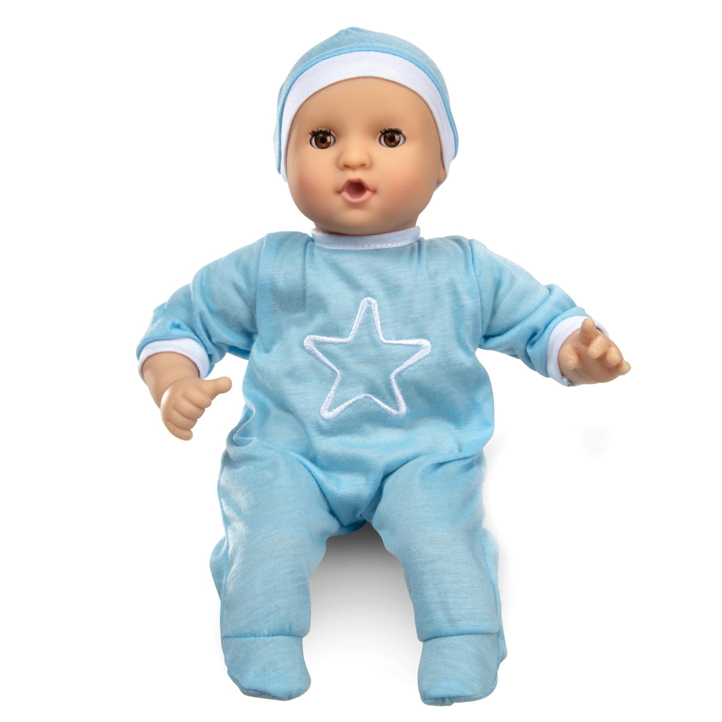 Melissa & Doug Mine To Love Jordan 12” Light Skin-Tone Boy Baby Doll With Romper, Cap, Pacifier