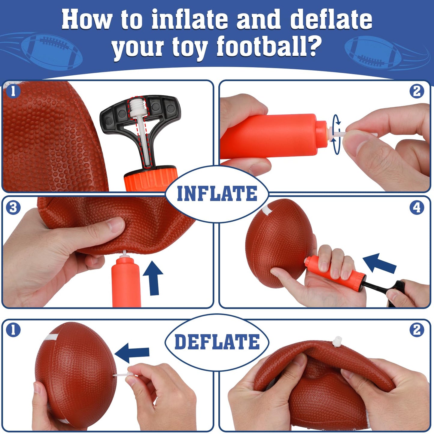 Polkoliye Football Toss Game with 4 Inflatable Balls  Indoor/Outdoor Football tossing Target Toy for Kids Ages 4-7 8-12- Perfect Christmas Birthday Gifts for 4 5 6 7 8 9 10 11 12 Year Old Boys Girls
