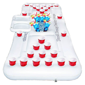 Hourleey 6 Ft Inflatable Pong Game Table For Pool Lounge, Floating Party Barge For Outdoor For Adults Soft Pool Party Toys