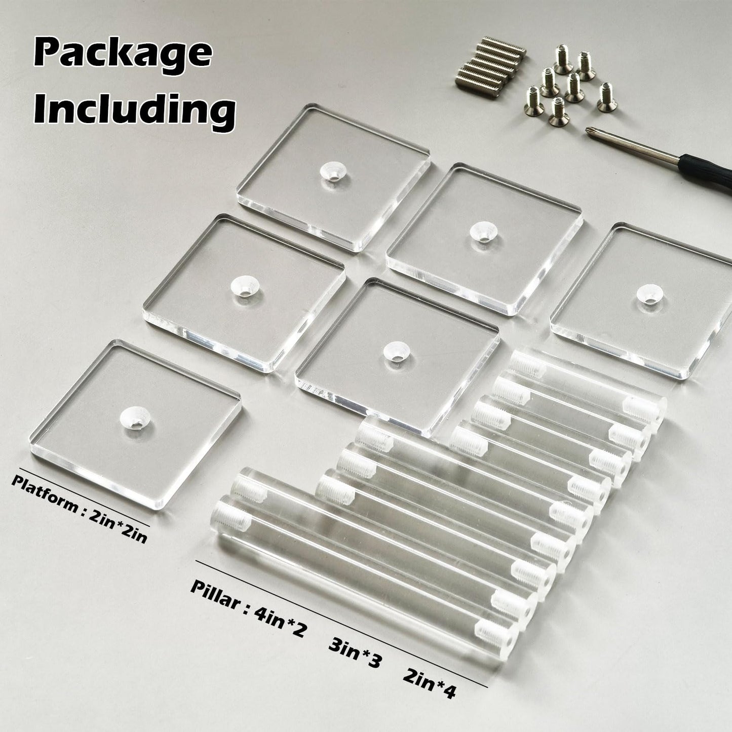 AAiphuwew 3pcs Combat Risers - Adjustable Height Acrylic Platforms for Miniatures - Clear - Model 15