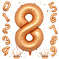 Foil 8Th Birthday Number Balloon, Large Orange Helium 8 Balloons Decor, 40 Inch Self Inflating Number 8 Balloons For Kids Boys B
