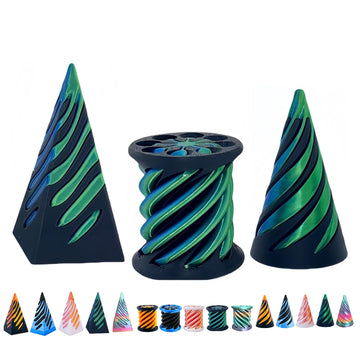 3 Packs Impossible Cone,Spiral Cone Fidget Toy Impossible Pyramid Passthrough Toy,3D Printed Spiral Cone Fidget Toy (Green Black