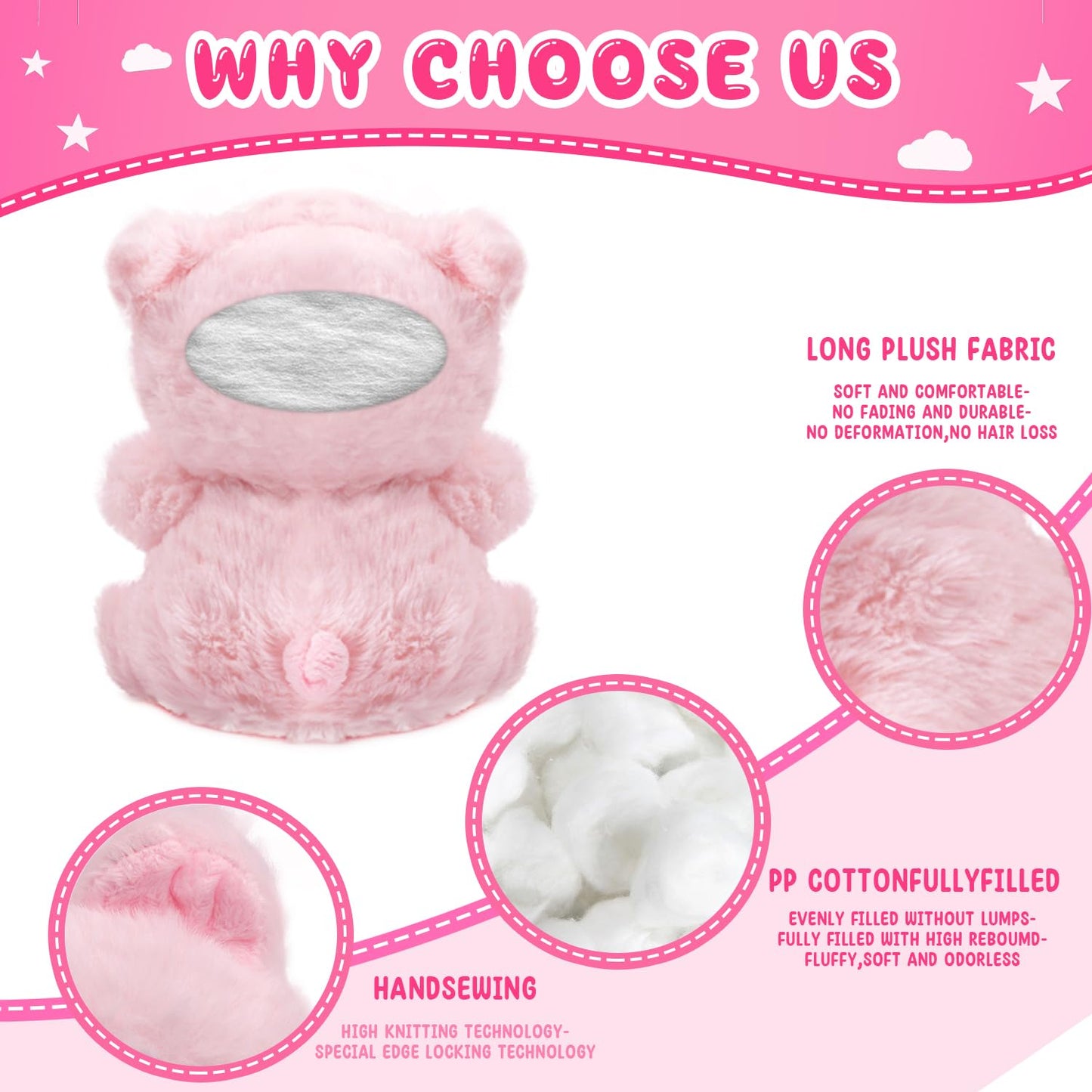HENGSHI Cute Husky Stuffed Animal Wearing Pink Pig Outfit 7.5 Inch Soft Plush Dog Toy  Fun and Funny Gift Idea for Children and Dog Lovers.(Pig)